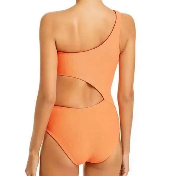 Solid & Striped women Claudia Reversible Asymmetric Swimsuit red orange M cutout - Picture 4 of 6
